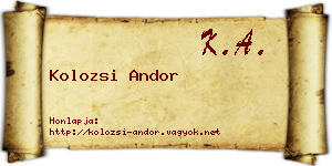 Kolozsi Andor névjegykártya