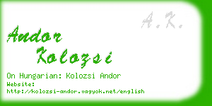 andor kolozsi business card